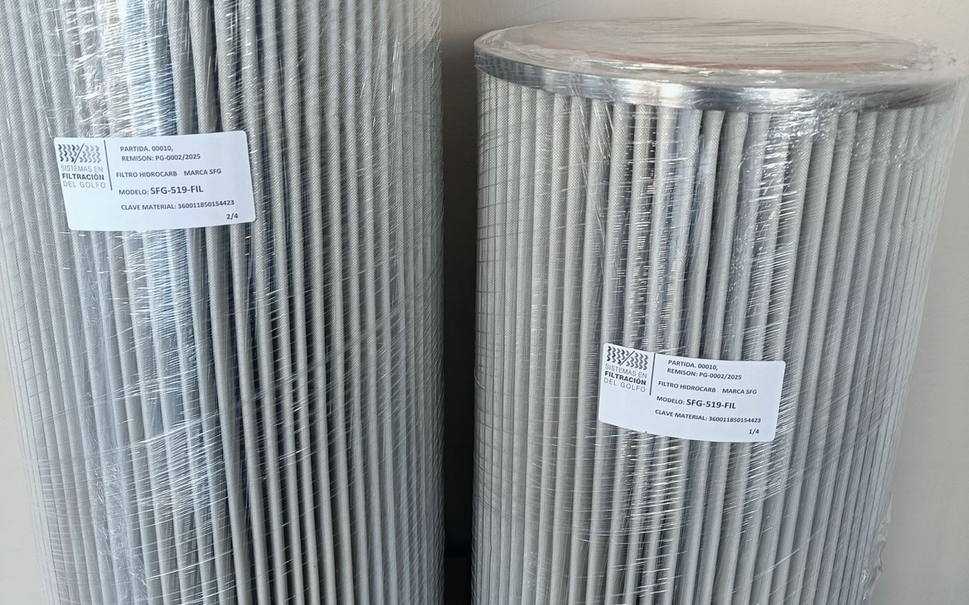 Filtros plisados SFG-519-FIL fabricados por Sistemas en Filtración del Golfo